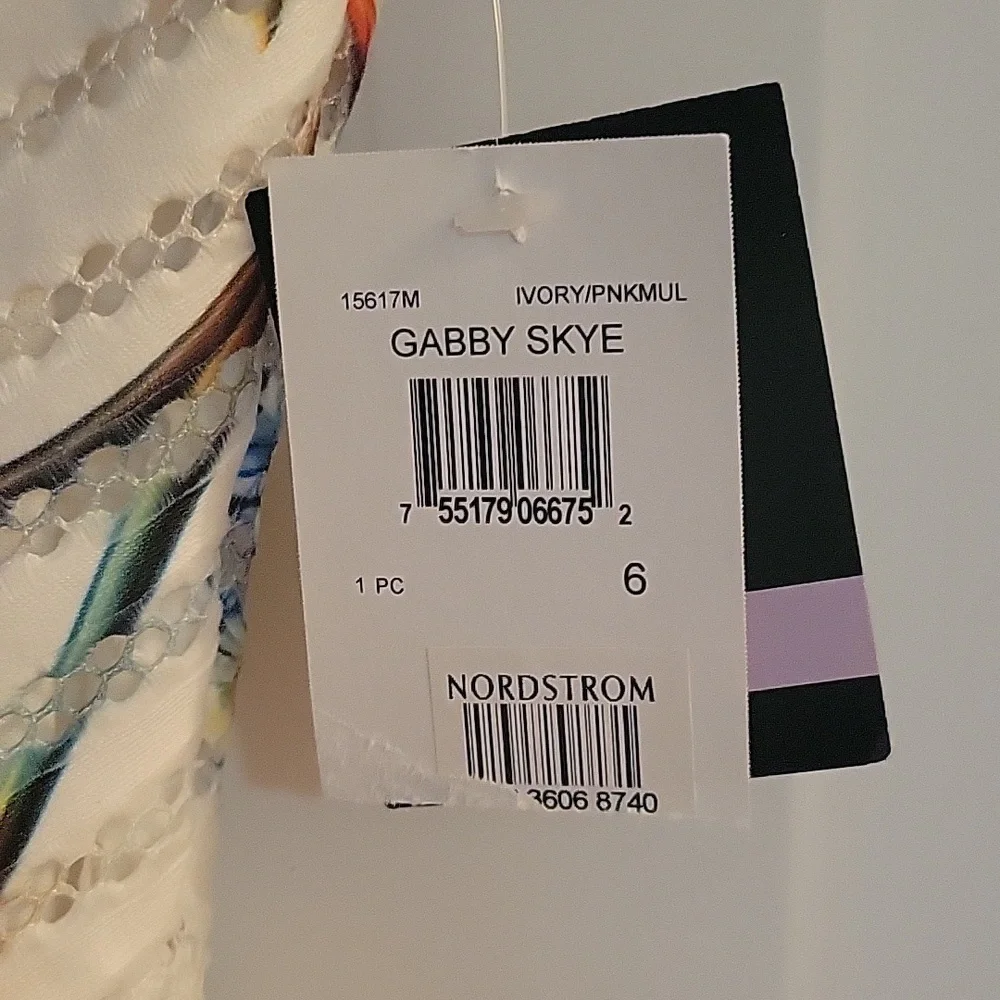 Gabby Skye ivory floral fit and flare tank dress 6 - Picture 4 of 16
